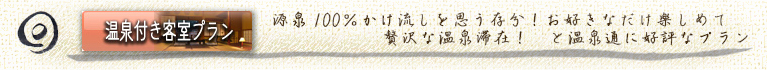 源泉100％かけ流しを、思う存分！好きなだけ楽しめて、贅沢！と温泉通に好評なプラン